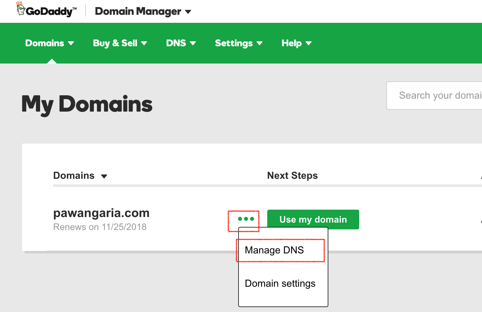 godaddy-manage-domain-dns