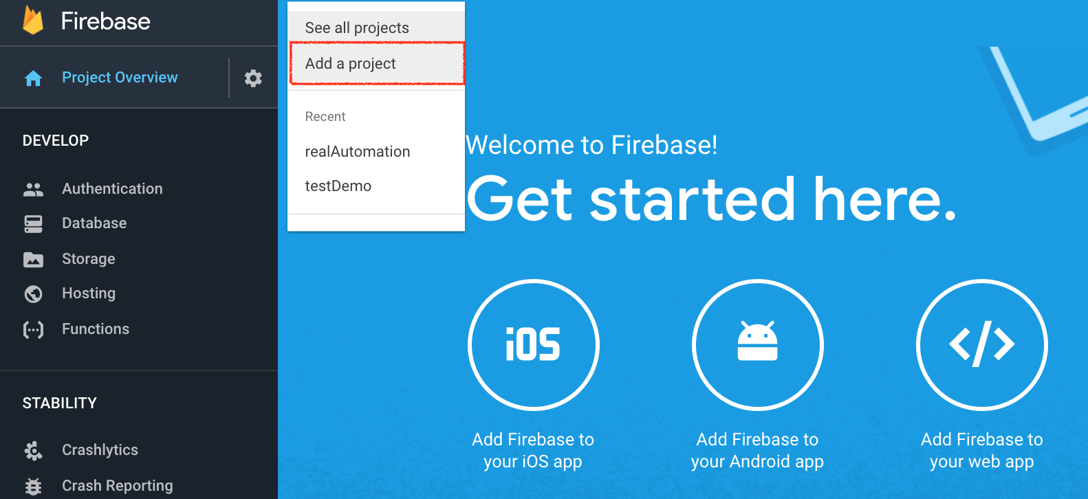 google-firebase-addProject-page