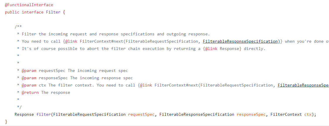 Filter Interface in RestAssured API