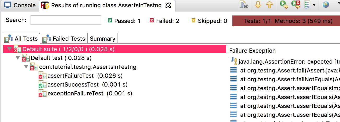 result-testng-assert-in-eclipse